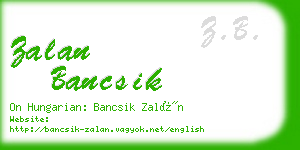 zalan bancsik business card